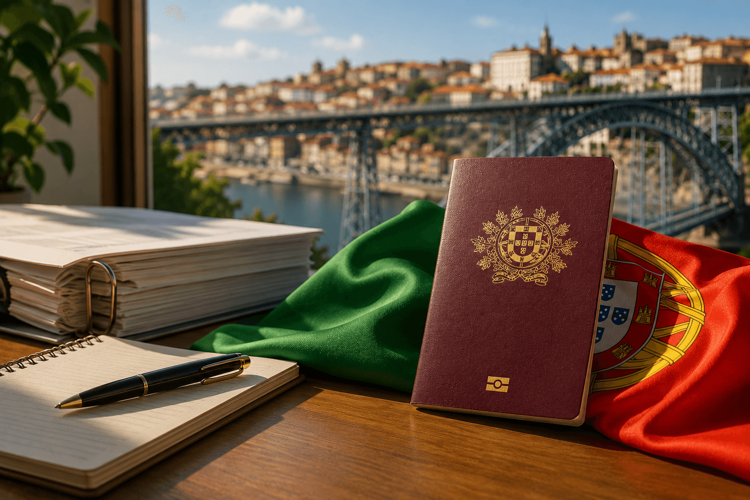 Pessoa analisando documentos relacionados à nacionalidade portuguesa
