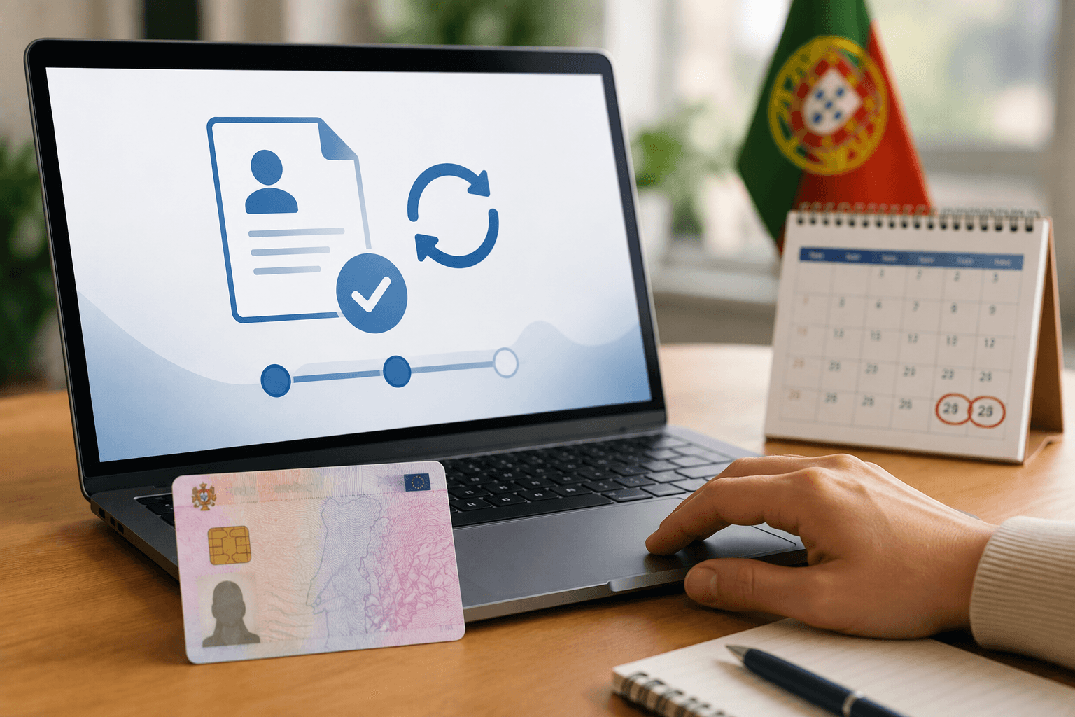 Tela do portal de renovações da AIMA aberta em um laptop